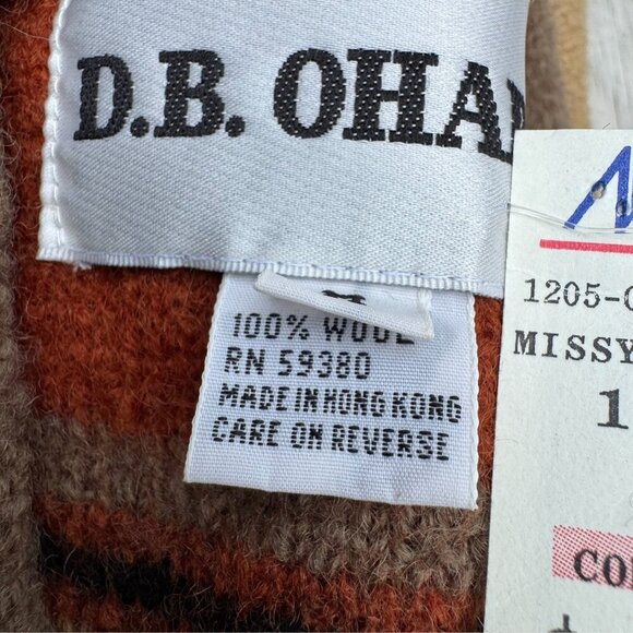 DB OHARA NWT Vintage Wool Blanket Sweater Fall Earthy Stripe Double Breasted M - Picture 7 of 9